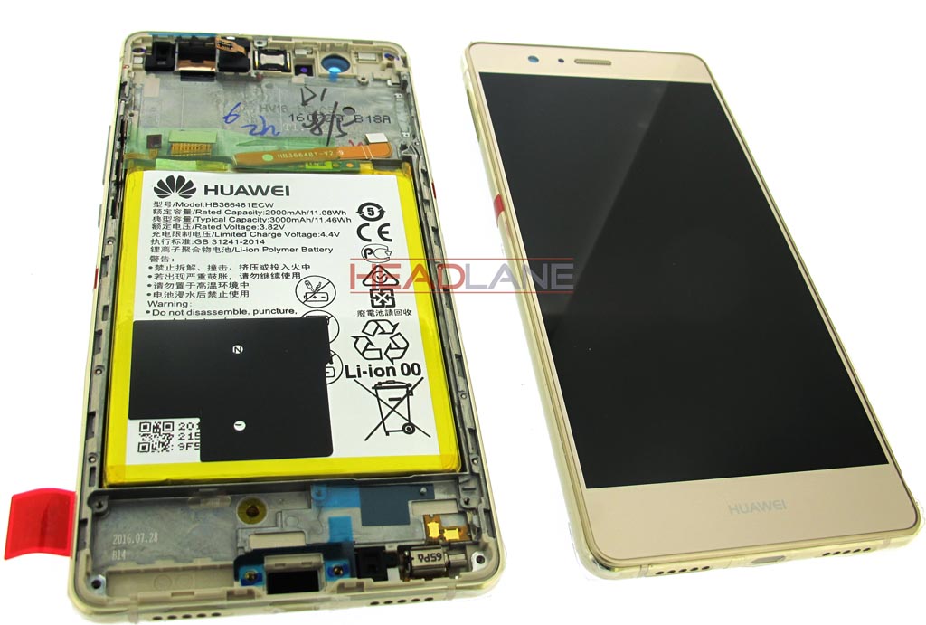 Huawei P9 Lite LCD / Touch + Battery Assembly - Gold