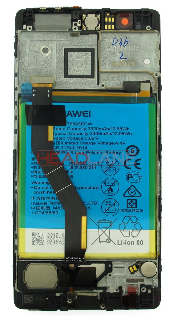 Huawei P9 Plus LCD / Touch + Battery Assembly - Grey