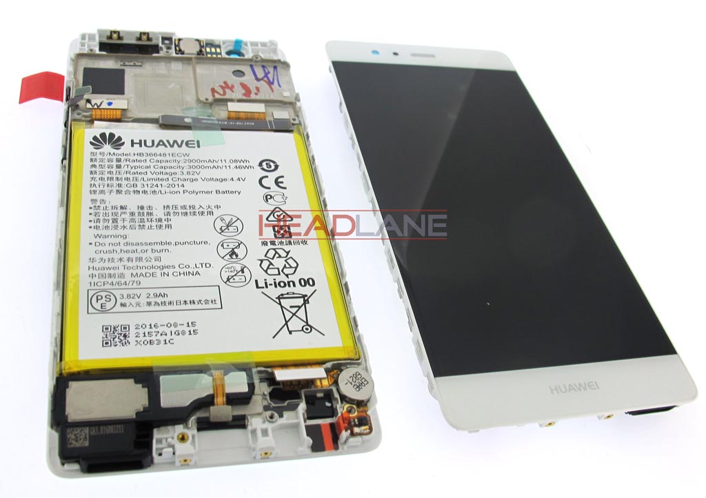 Huawei P9 LCD / Touch + Battery Assembly - Silver