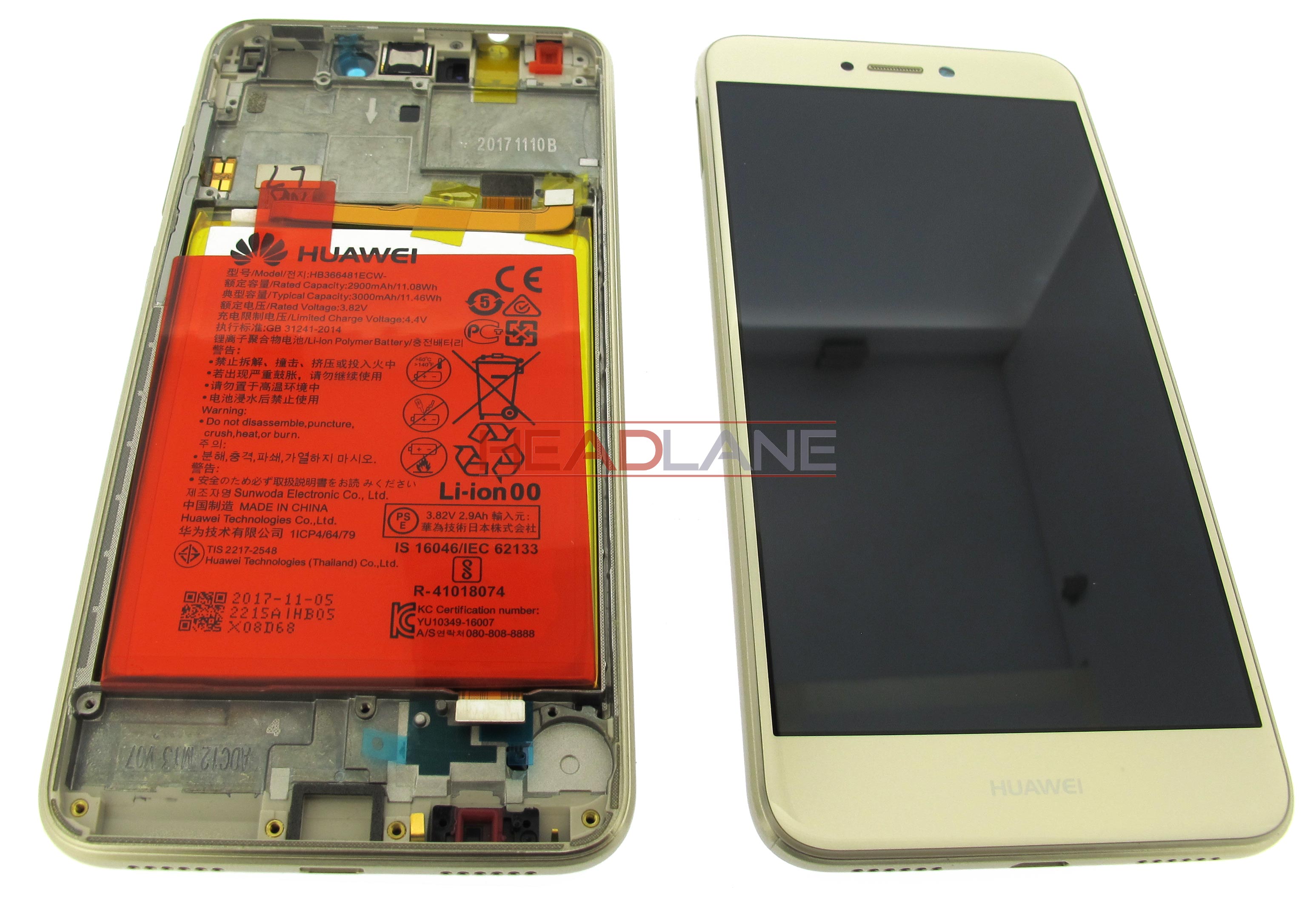 Huawei P8 Lite (2017) LCD / Touch + Battery Assembly - Gold