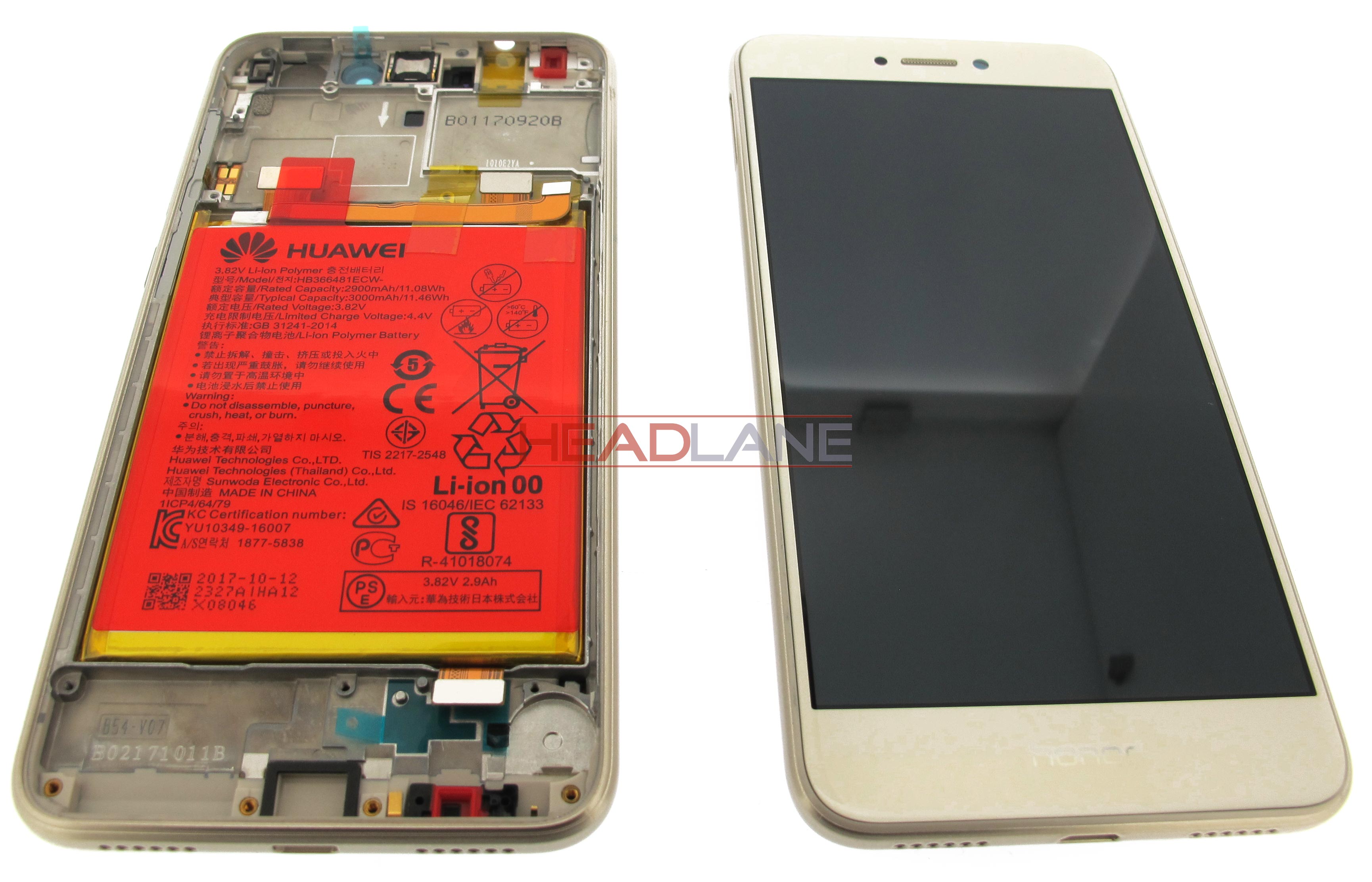 Huawei Honor 8 Lite LCD / Touch + Battery Assembly - Gold
