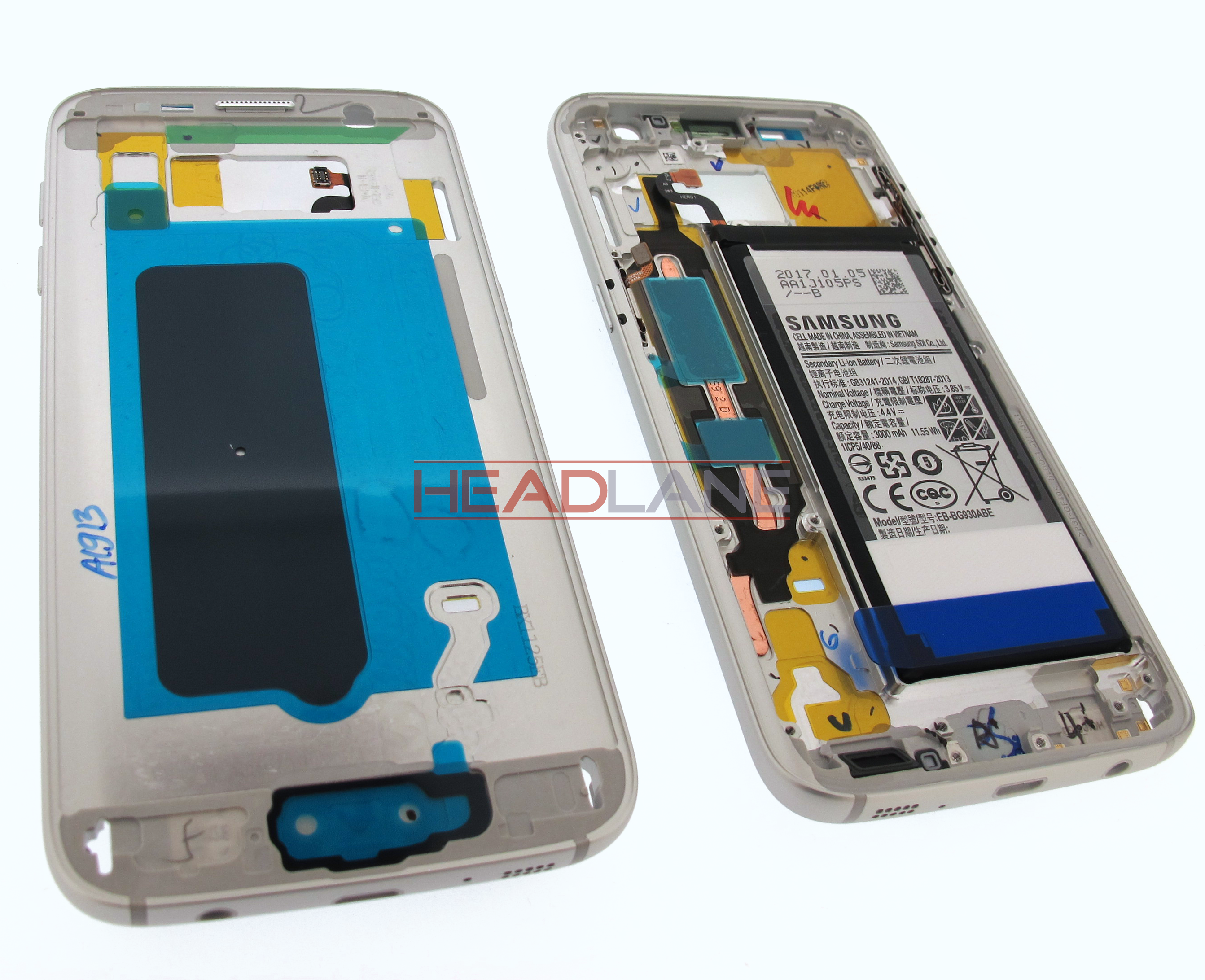 Samsung SM-G930F Galaxy S7 Middle Cover + Battery - Silver