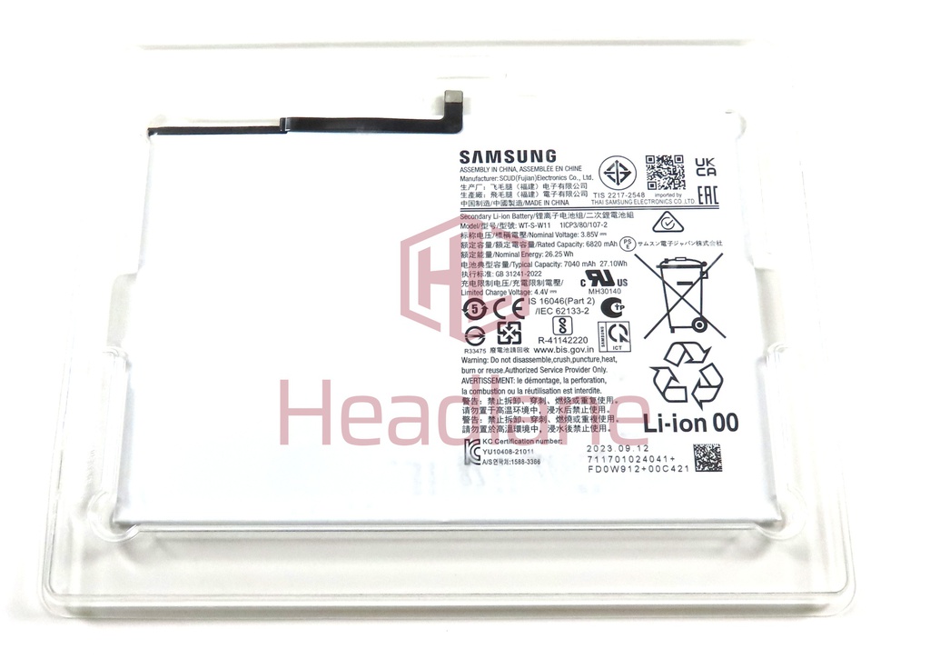 Samsung SM-X210 X216 Galaxy Tab A9+ (WiFi / 5G) WT-S-W11 7040mAh Internal Battery