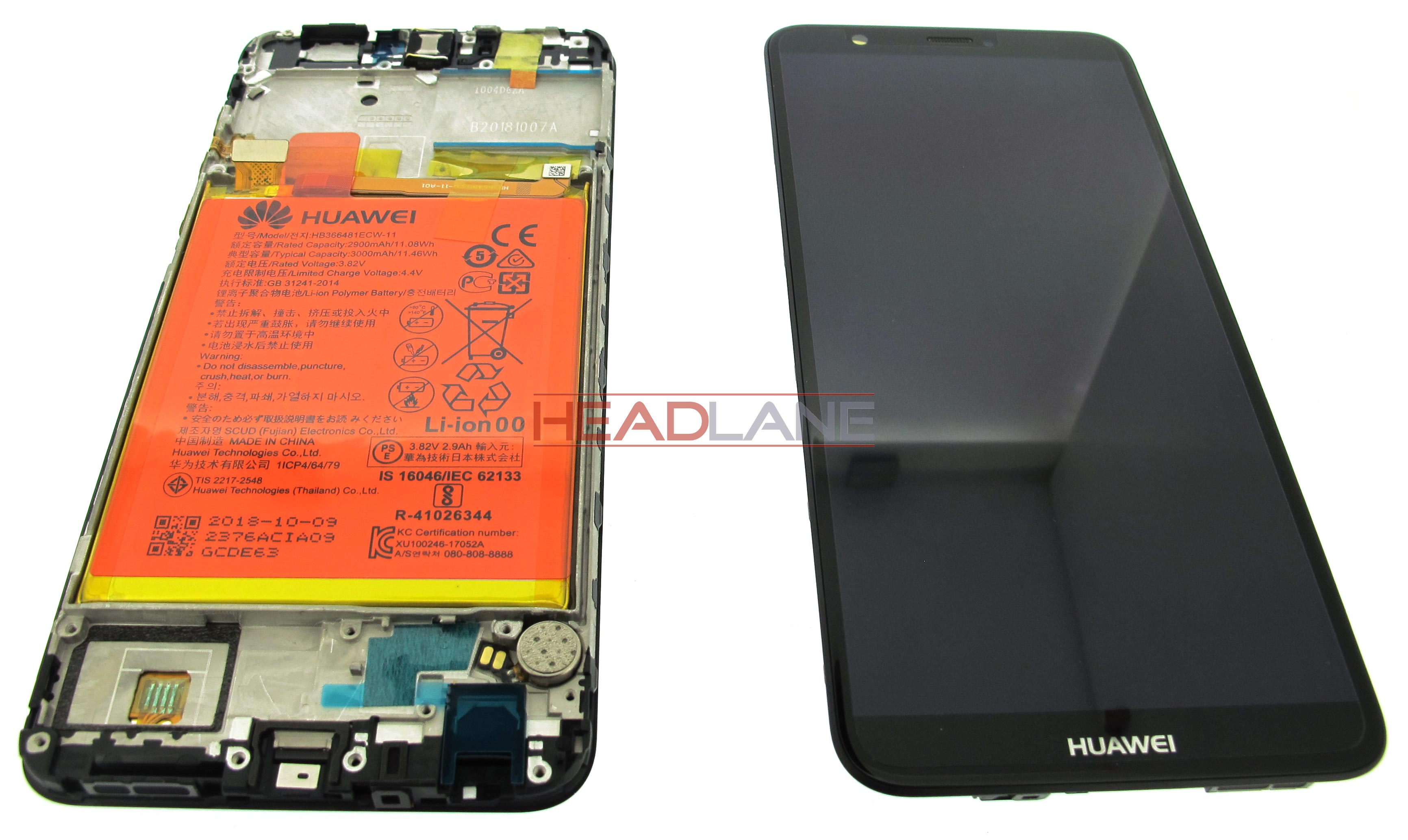 Huawei P Smart LCD / Touch + Battery Assembly - Blue / Black