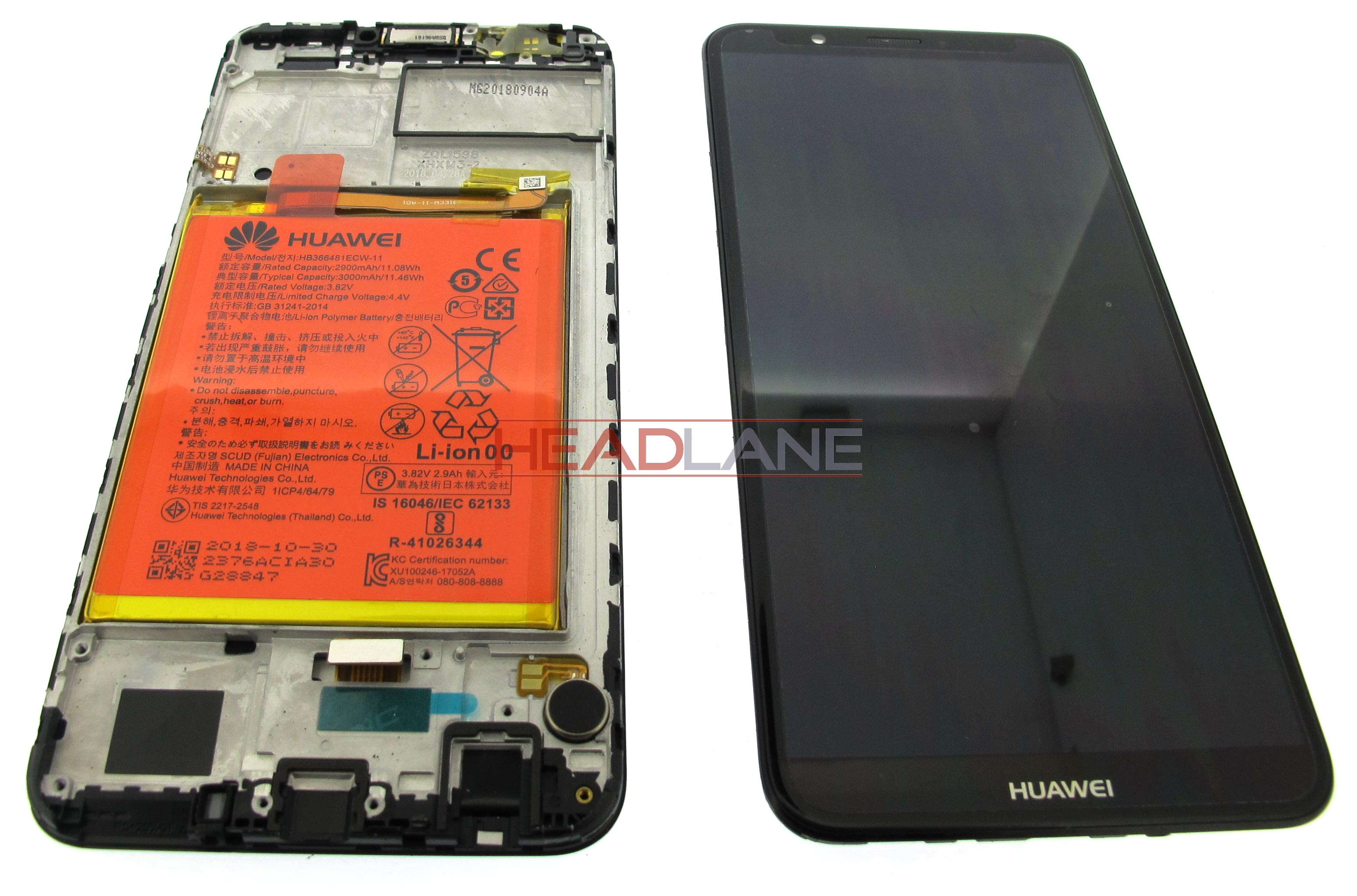 Huawei Y7 (2018) LCD / Touch + Battery Assembly - Black