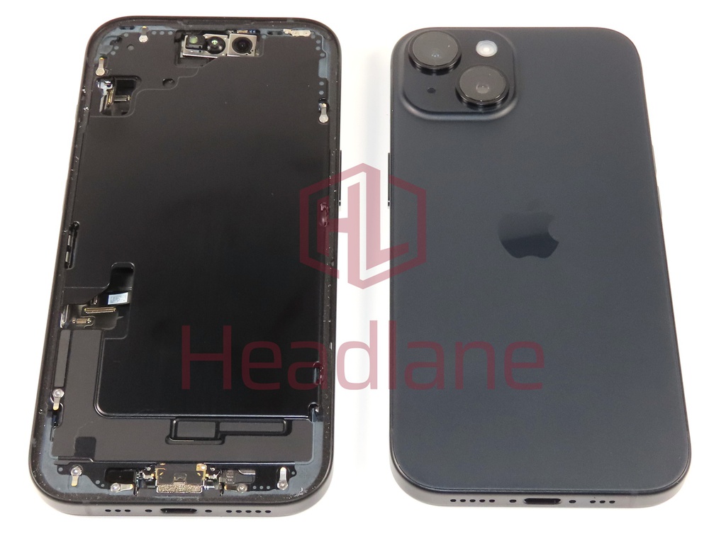 iPhone 15 Back / Battery Cover + Small Parts - Black (Pulled - Grade A)