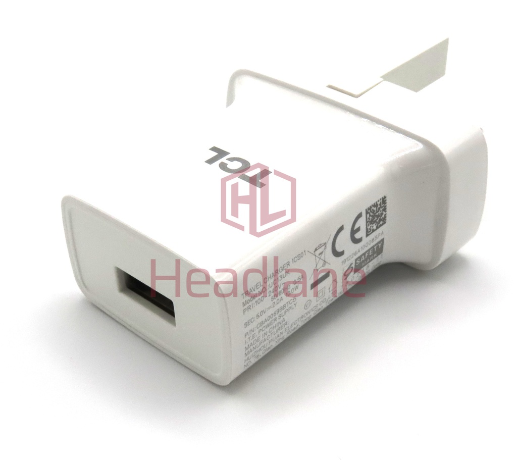 TCL ICS01 UC13UK 10W 5V 2A USB-A Charger Head - White (UK 3 Pin)