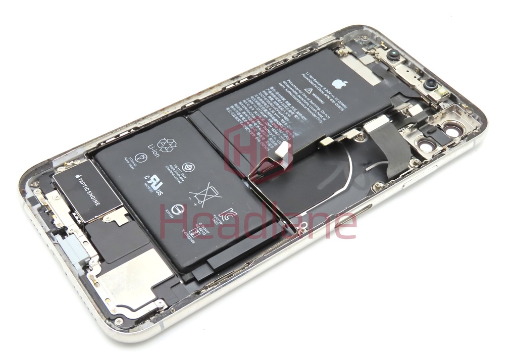 Apple iPhone XS Max Back / Battery Cover + Small Parts - Silver (Pulled - Grace C) (No Camera)