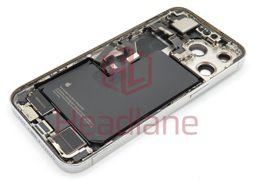 iPhone 14 Pro Max Back / Battery Cover + Small Parts - Silver (Pulled - Grade C) (No Camera)
