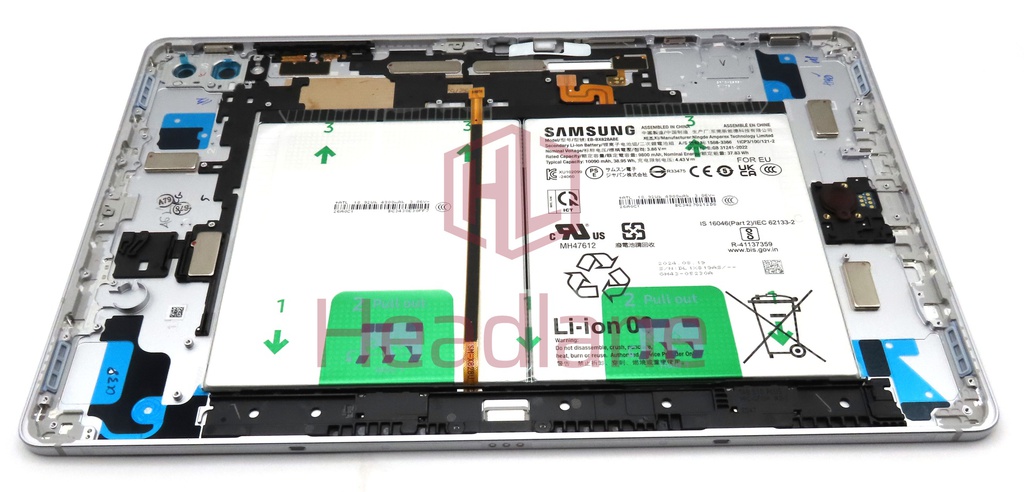 Samsung SM-X820 X826 Galaxy Tab S10+ (WiFi / 5G) Back / Battery Cover +  EB-BX828ABE Battery - Platinum Silver