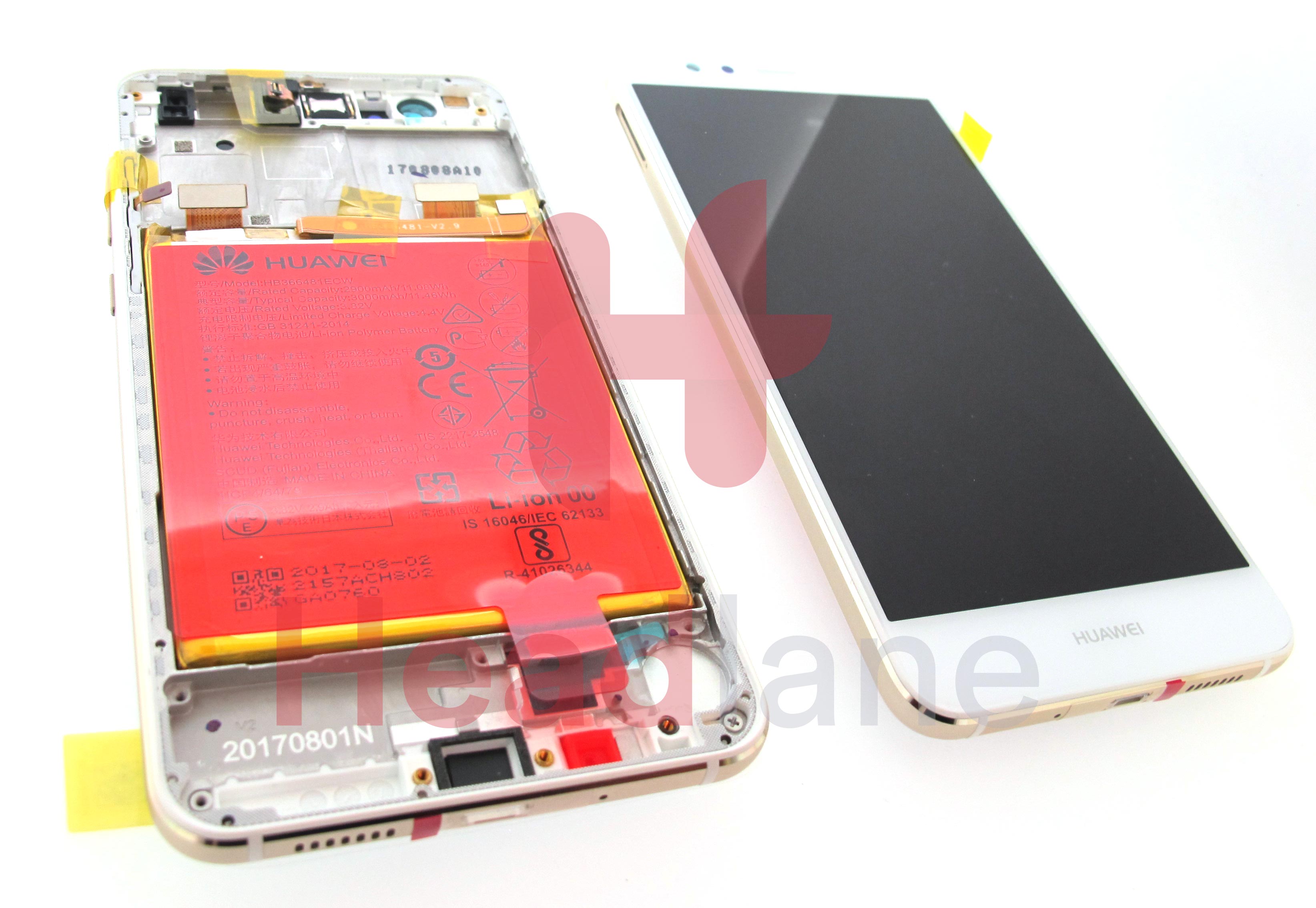 Huawei P10 Lite LCD Display / Screen + Touch + Battery Assembly - Pearl White
