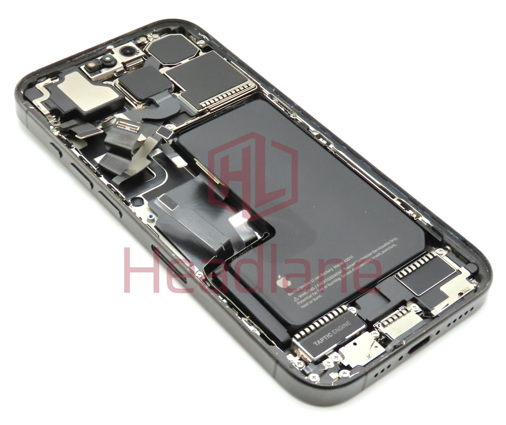 iPhone 15 Pro Back / Battery Cover + Small Parts - Black Titanium (Pulled - Grade B)