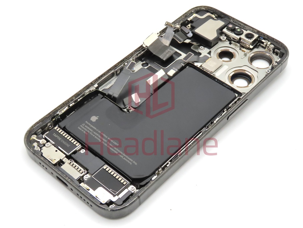 iPhone 15 Pro Back / Battery Cover + Small Parts - Black Titanium (Pulled - Grade C) (No Camera)