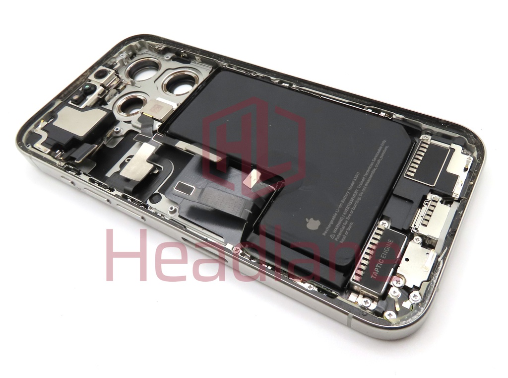 iPhone 15 Pro Back / Battery Cover + Small Parts - White Titanium (Pulled - Grade C) (No Camera)