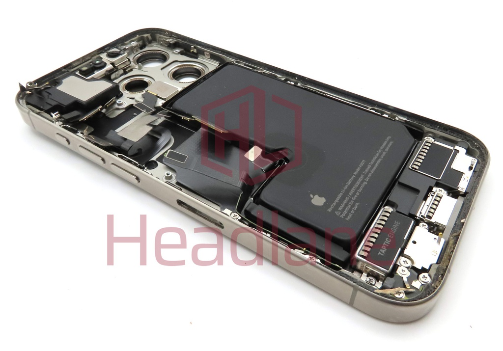 iPhone 15 Pro Back / Battery Cover + Small Parts - Natural Titanium (Pulled - Grade B) (No Camera)