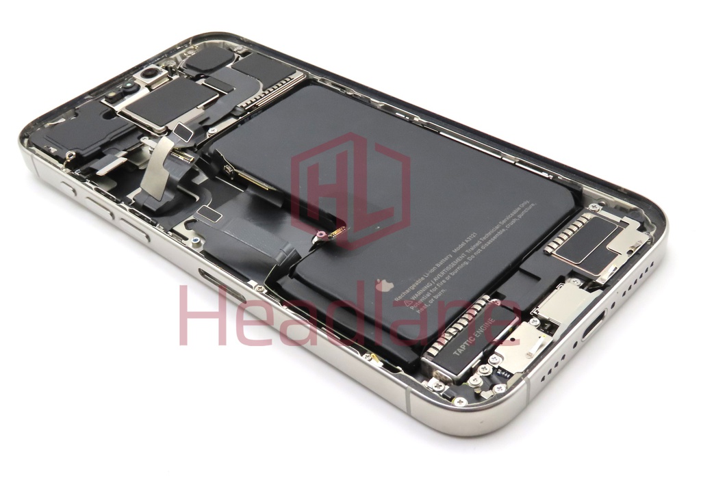 Apple iPhone 15 Pro Max Back / Battery Cover + Small Parts - White Titanium (Pulled - Grade B)