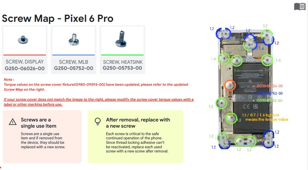 Google Pixel 6 Pro MLB Screw 3IP M1.2