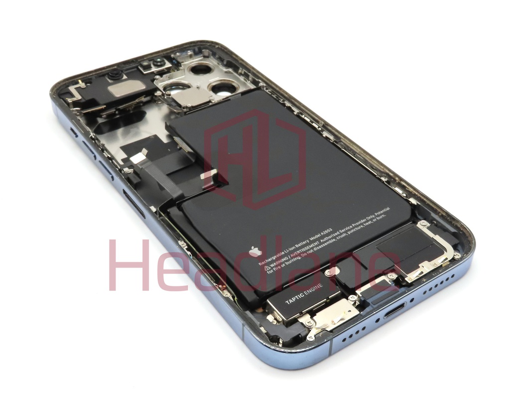 iPhone 13 Pro Max Back / Battery Cover + Small Parts - Blue (Pulled - Grade C) (No Camera)