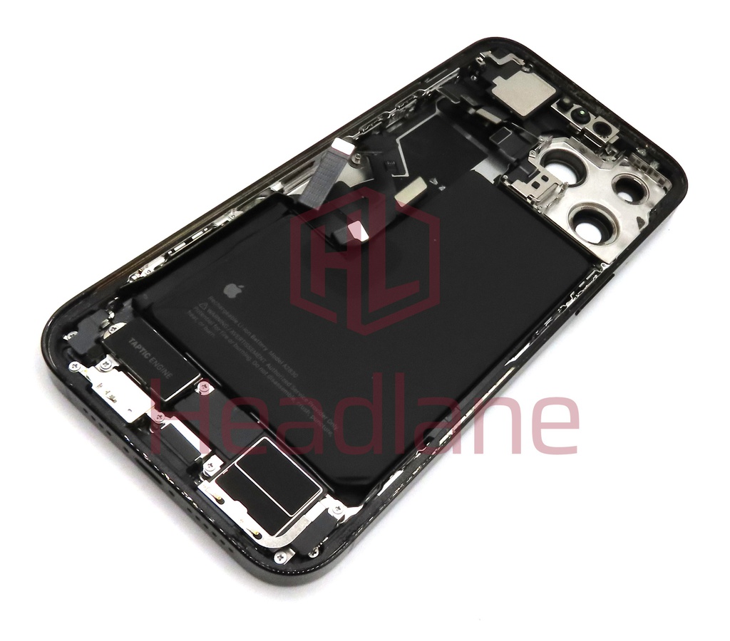 iPhone 14 Pro Max Back / Battery Cover + Small Parts - Black (Pulled - Grade C) (No Camera)