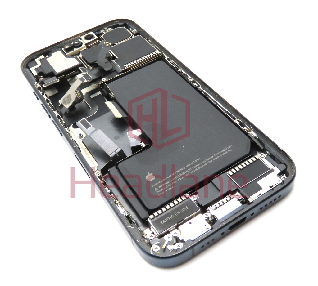 iPhone 15 Pro Back / Battery Cover + Small Parts - Blue Titanium (Pulled - Grade C)