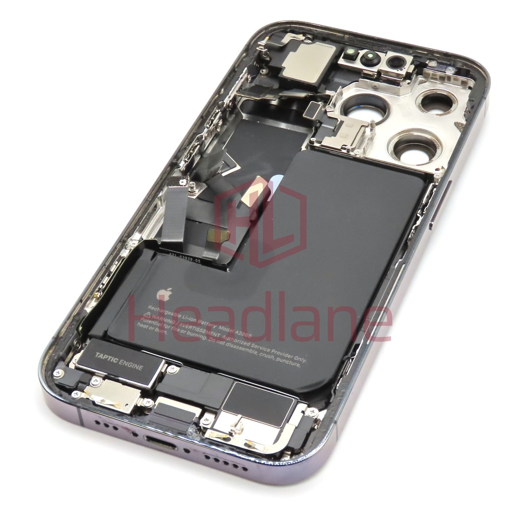 iPhone 14 Pro Back / Battery Cover + Small Parts - Purple (Pulled - Grade C) (No Camera)