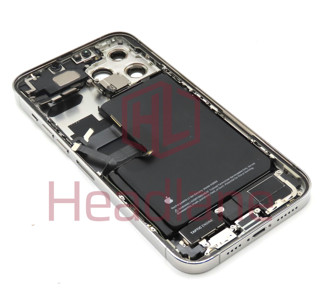 iPhone 13 Pro Max Back / Battery Cover + Small Parts - Silver (Pulled - Grade B) (No Camera)