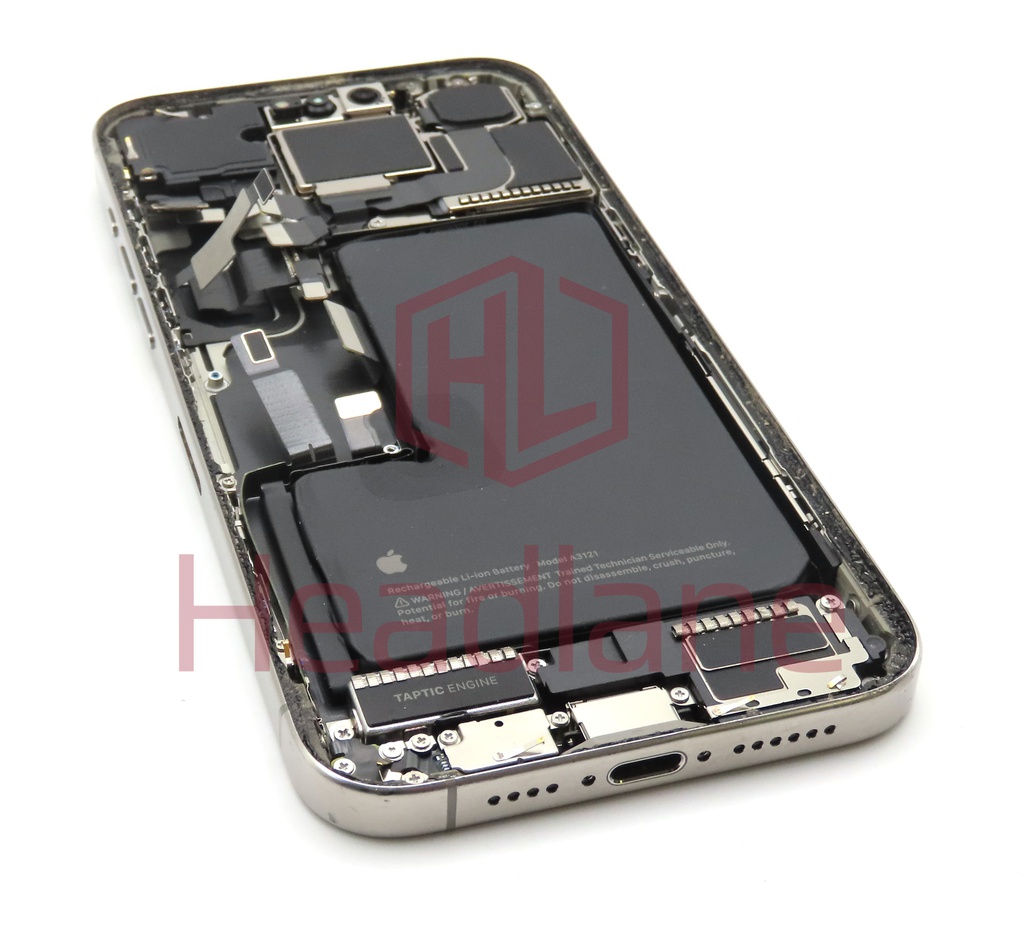 Apple iPhone 15 Pro Max Back / Battery Cover + Small Parts - Natural Titanium (Pulled - Grade C)