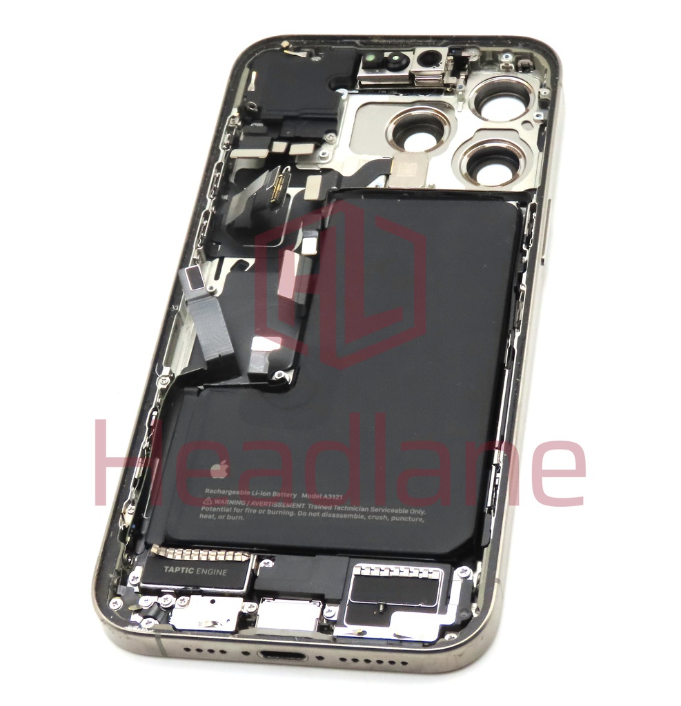 Apple iPhone 15 Pro Max Back / Battery Cover + Small Parts - Natural Titanium (Pulled - Grade C) (No Camera)