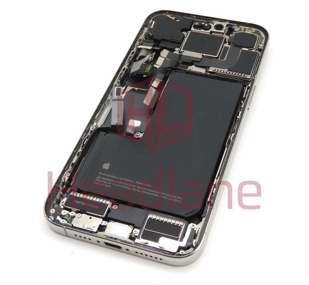 Apple iPhone 15 Pro Max Back / Battery Cover + Small Parts - White Titanium (Pulled - Grade C)