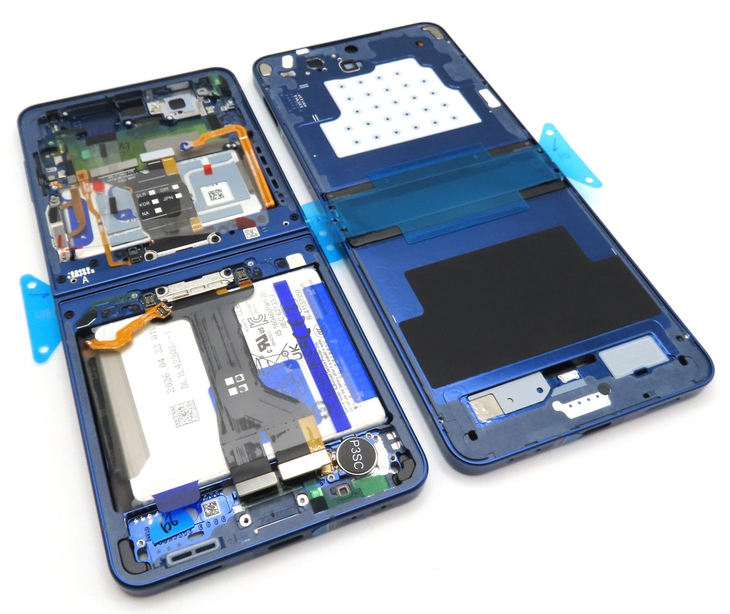 Samsung SM-F766 Galaxy Z Flip7 Display Frame + Battery Assembly - Blue Shadow