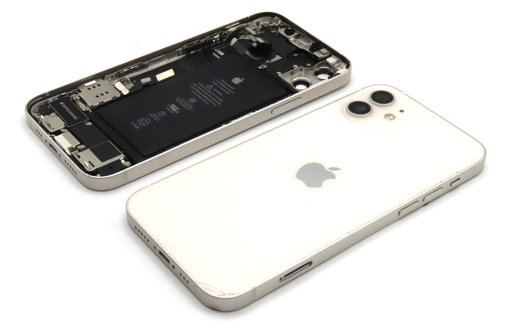 iPhone 12 Back / Battery Cover + Small Parts - White (Pulled - Grade C) (No Camera)