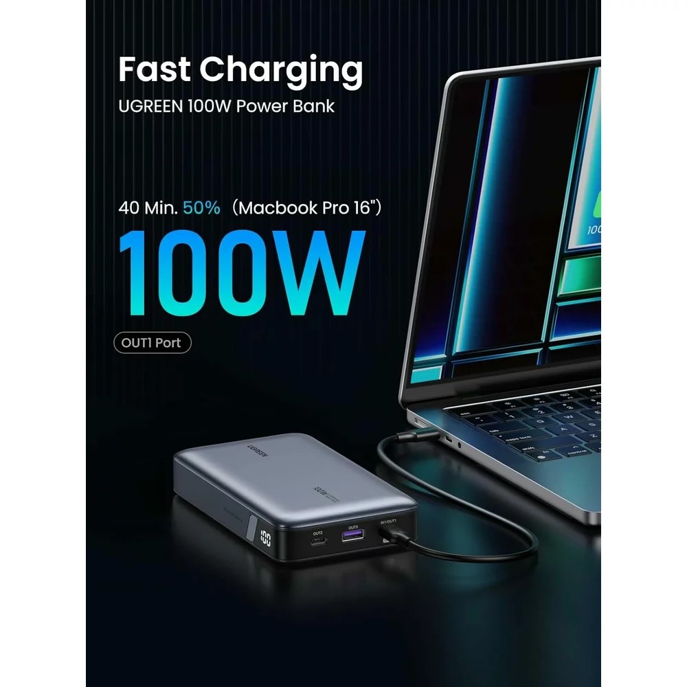 UGREEN PB720 Nexode 20000mAh 100W QC + PD Powerbank - Grey