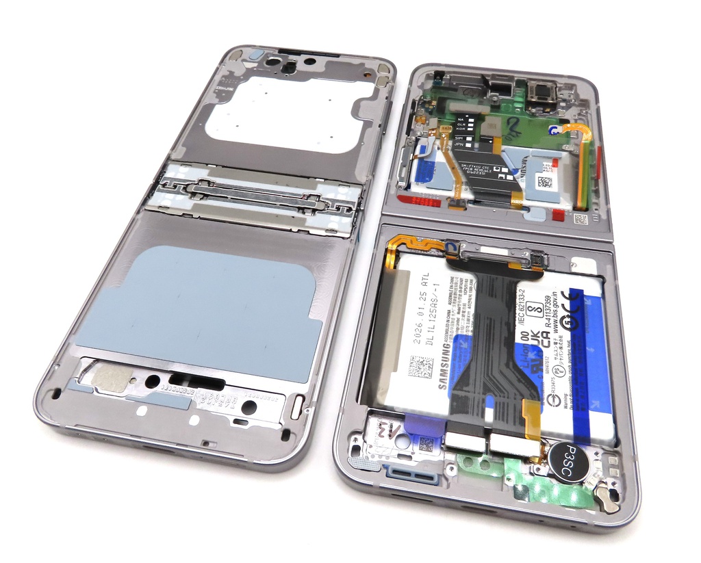 Samsung SM-F741 Galaxy Z Flip6 5G Display Frame + Battery Assembly - Silver Shadow