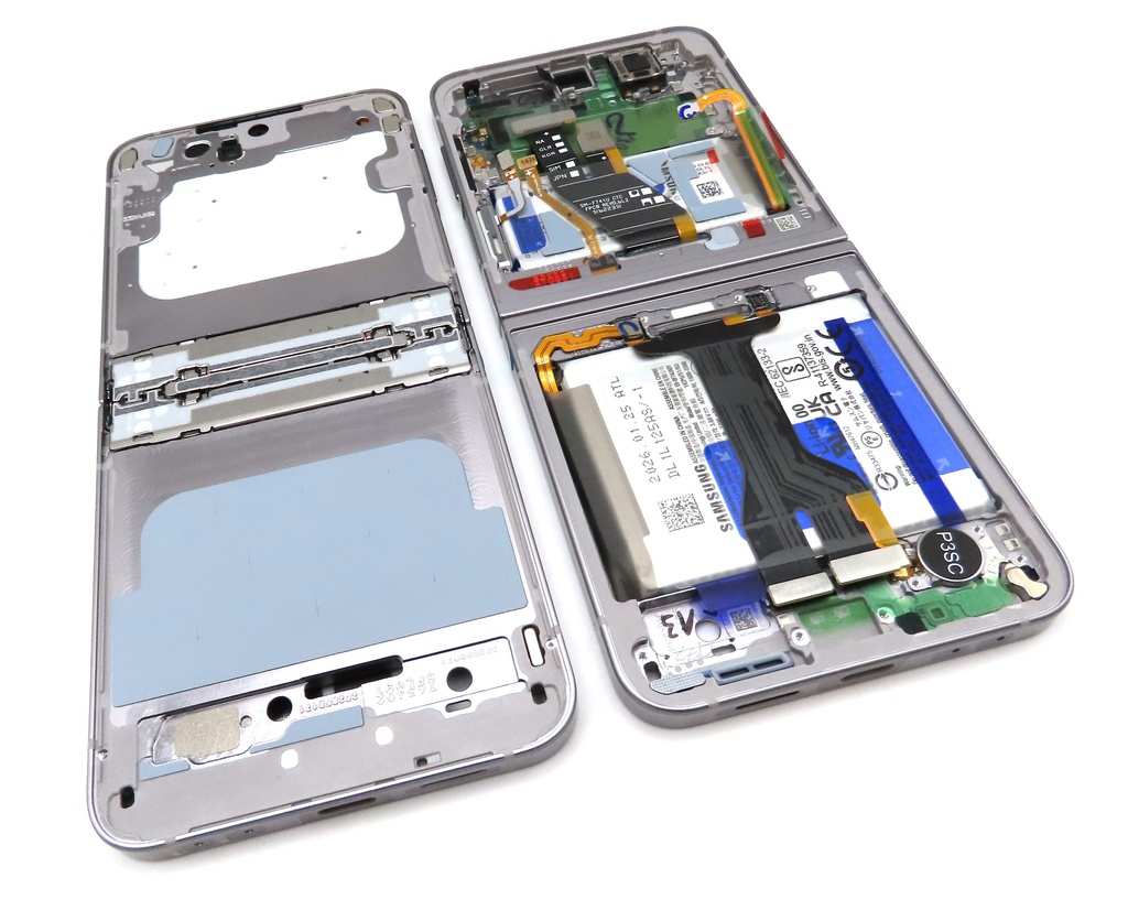 Samsung SM-F741 Galaxy Z Flip6 5G Display Frame + Battery Assembly - Silver Shadow