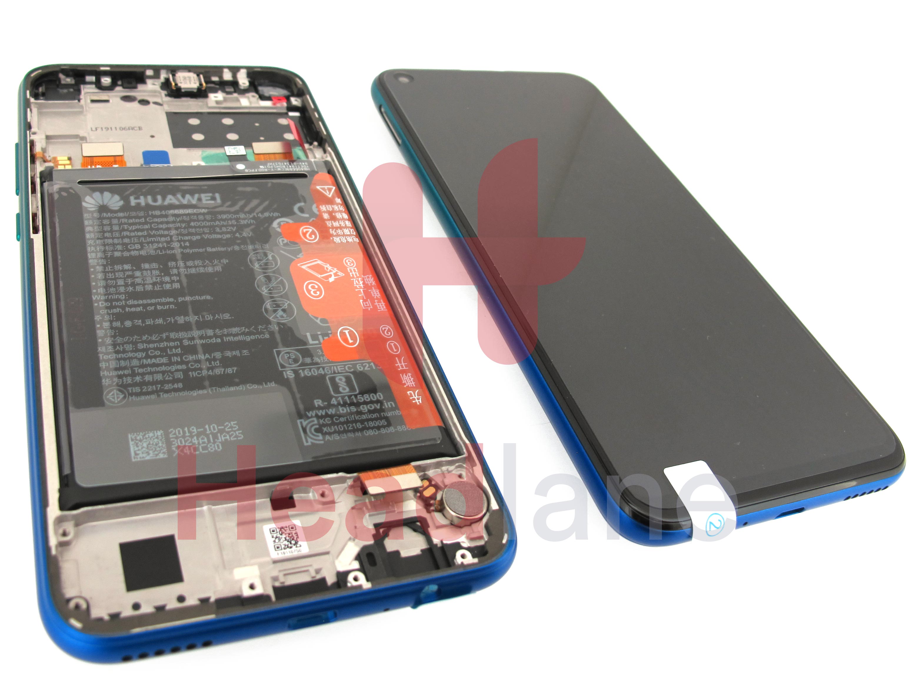 Huawei P40 Lite E LCD Display / Screen + Touch + Battery Assembly - Aurora Blue