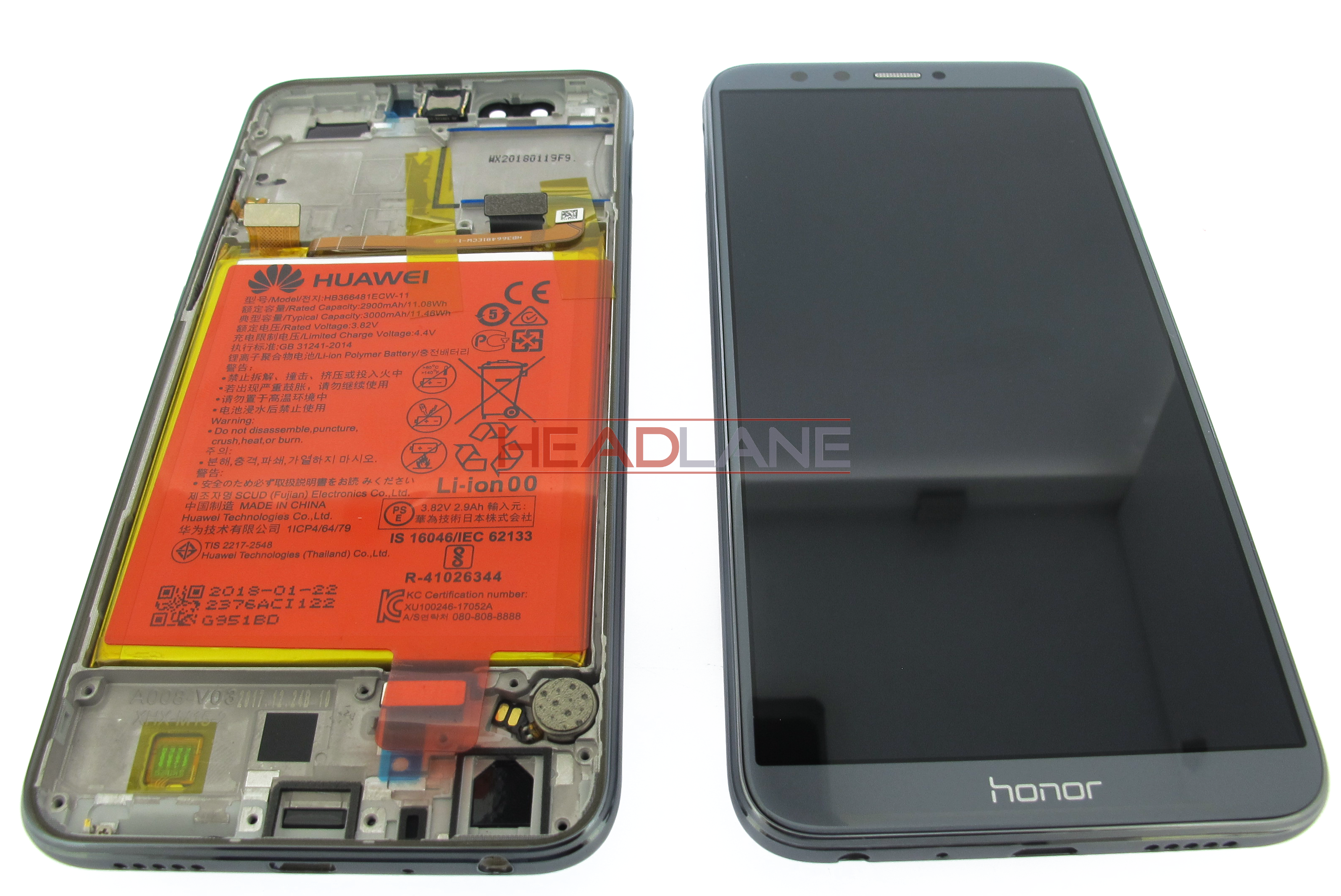 Huawei Honor 9 Lite LCD / Touch + Battery Assembly - Grey