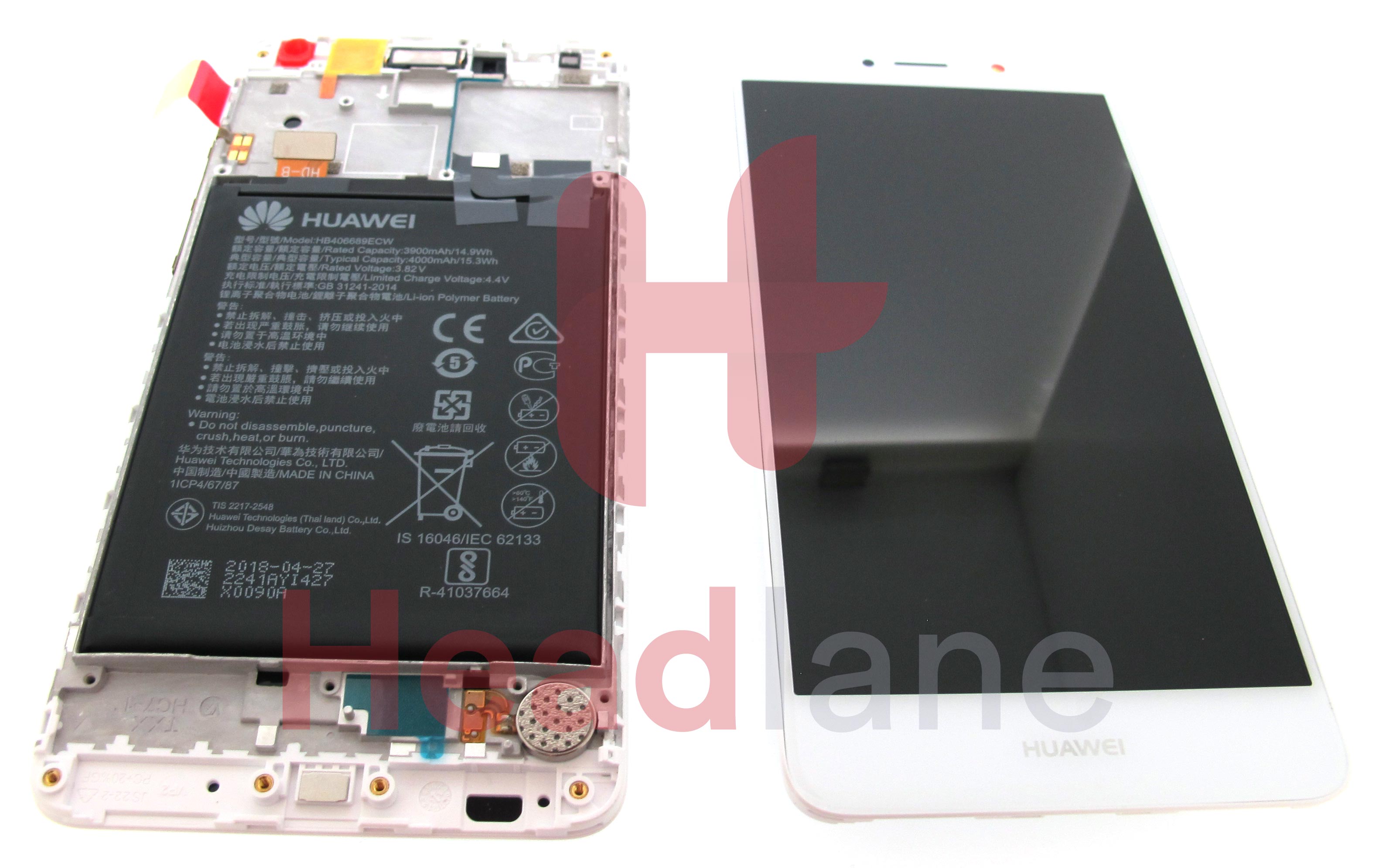 Huawei Y7 (2017) LCD Display / Screen + Touch + Battery Assembly - White