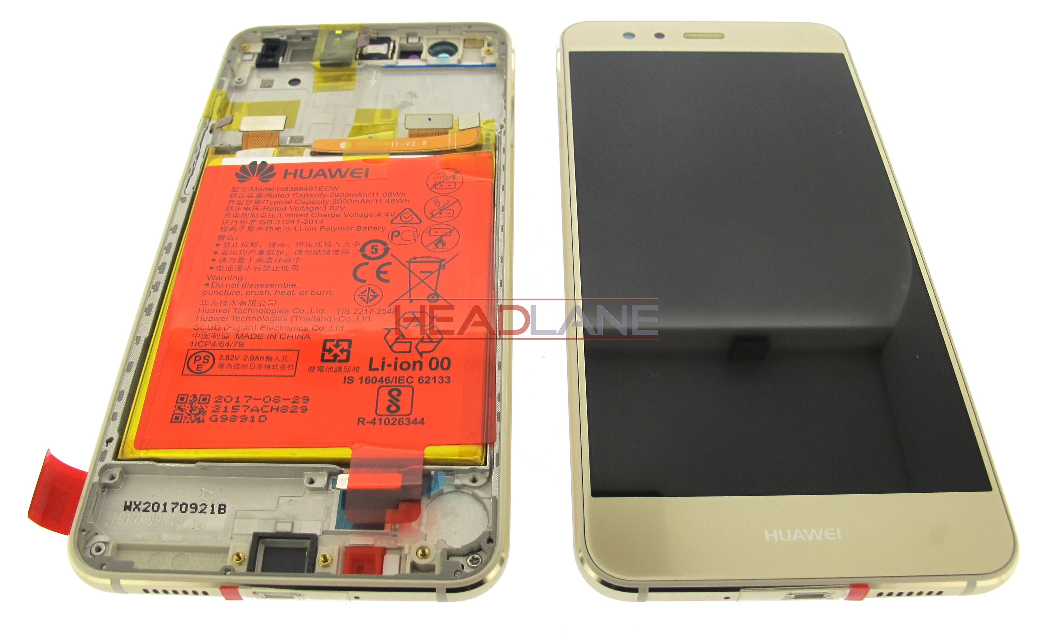 Huawei P10 Lite LCD / Touch + Battery Assembly - Gold