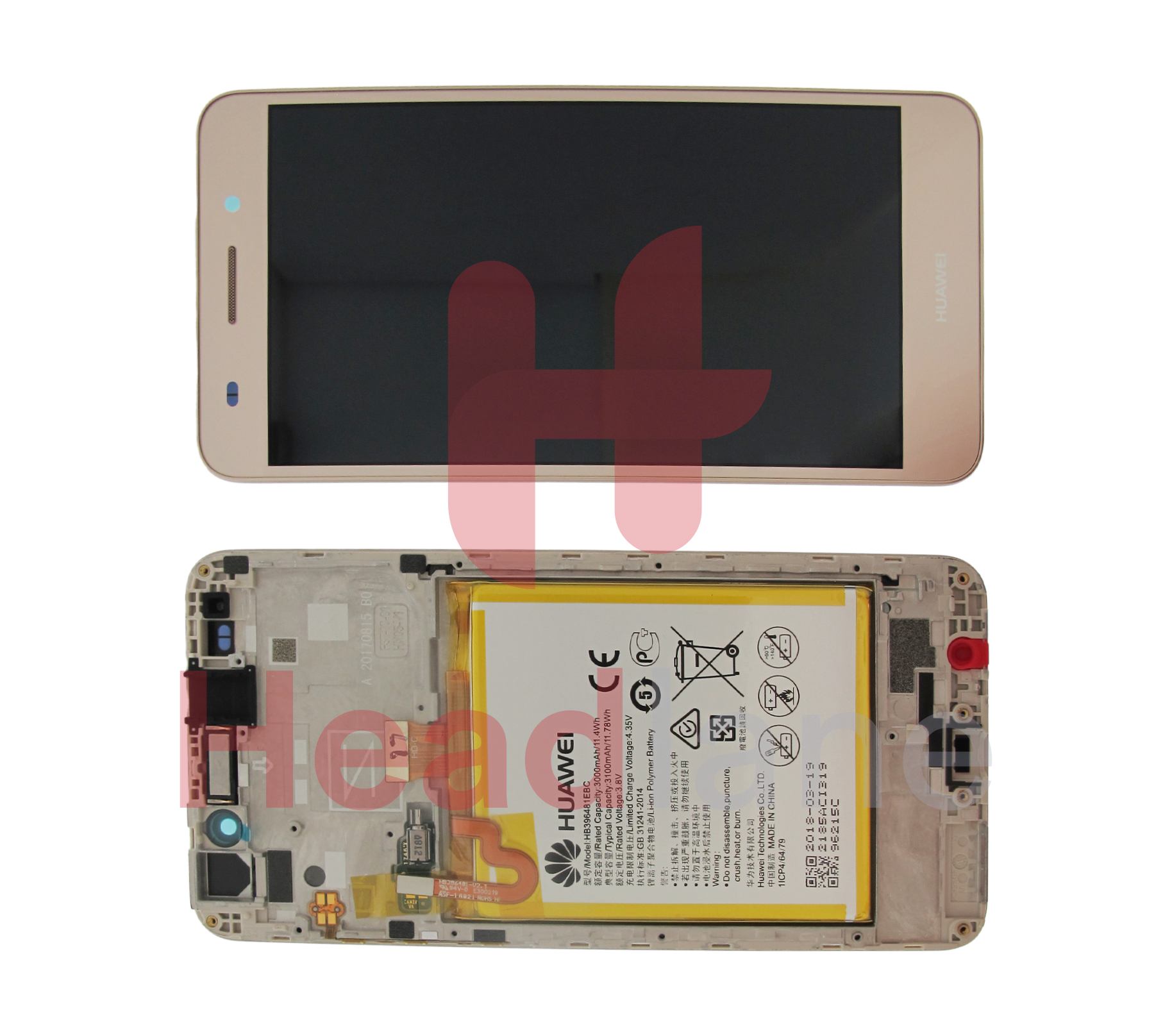 Huawei Y6-II LCD Display / Screen + Touch + Battery Assembly - Gold