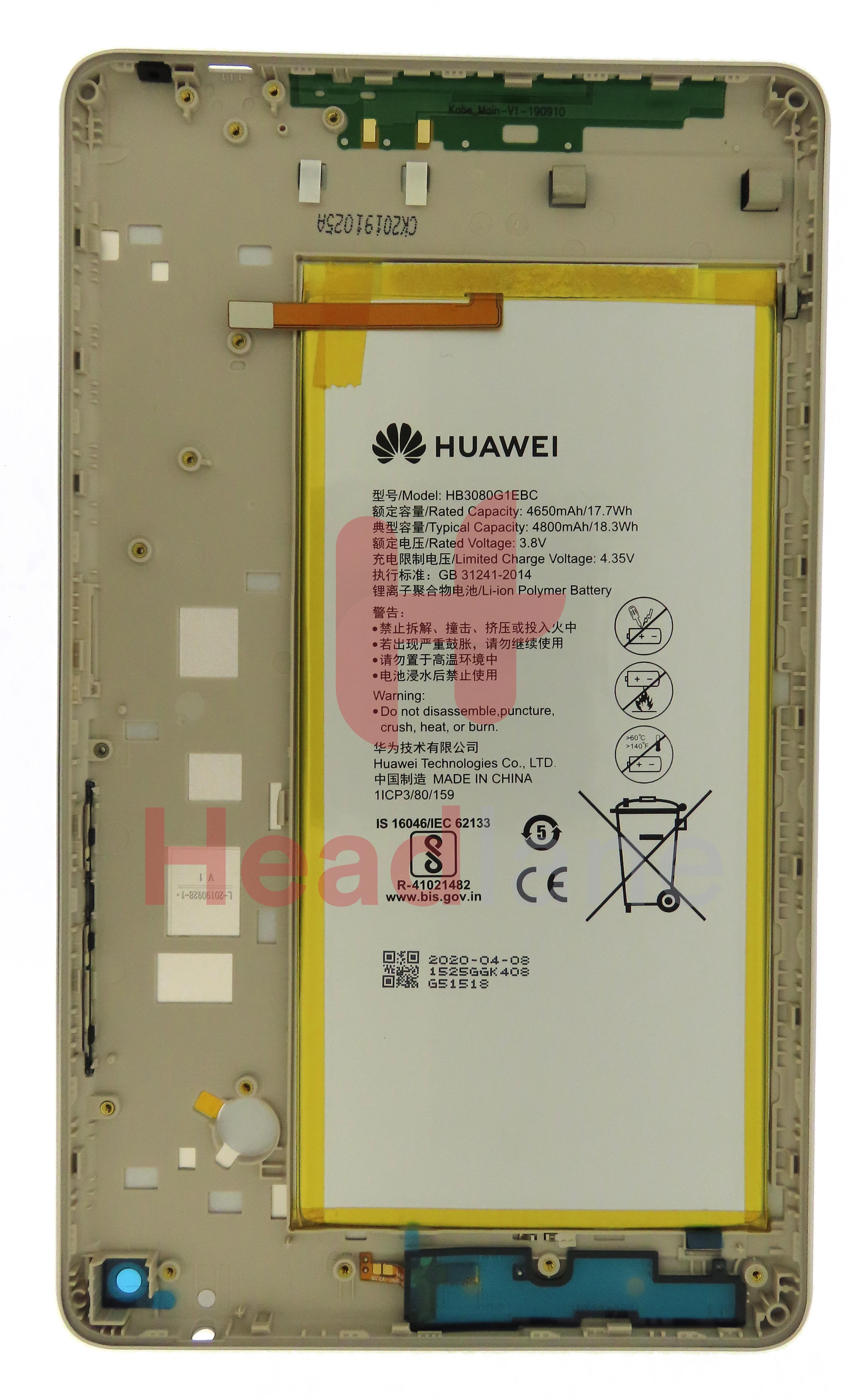 Huawei Rear Housing Assembly,Kobe-L09A,Luxurious Gold,English Standard Radium Carved,ODM,Xike,B_Cover,Internal Li-ion Battery*1(A Categories),Spare Parts for Assembly