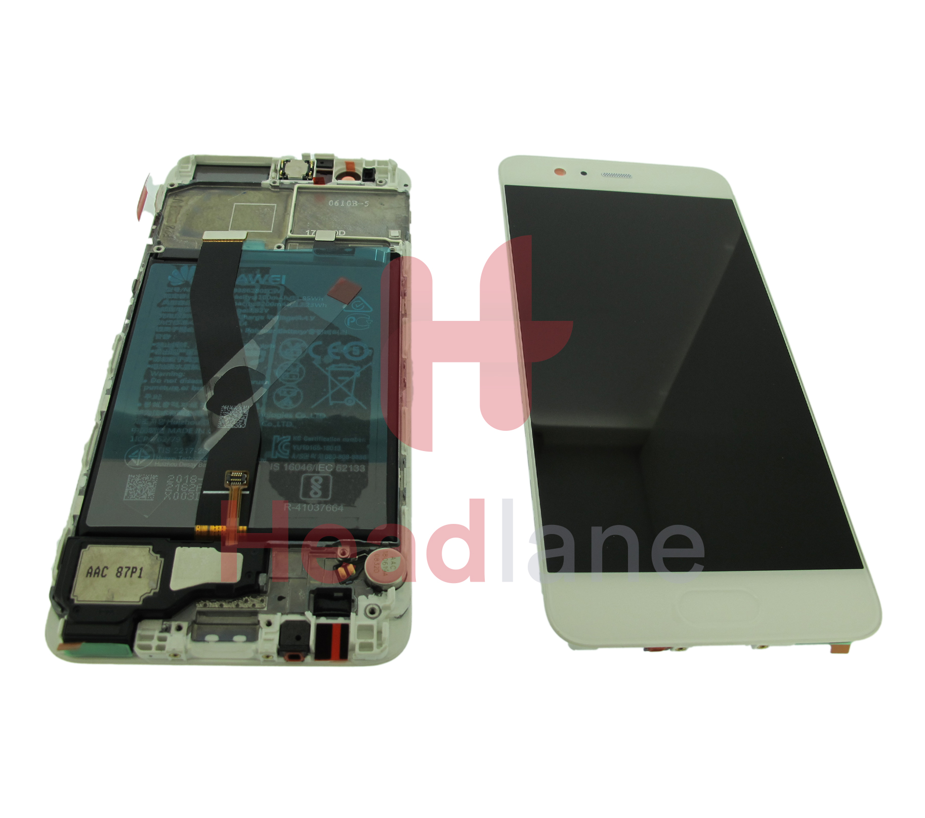 Huawei P10 LCD Display / Screen + Touch + Battery Assembly - Silver / White