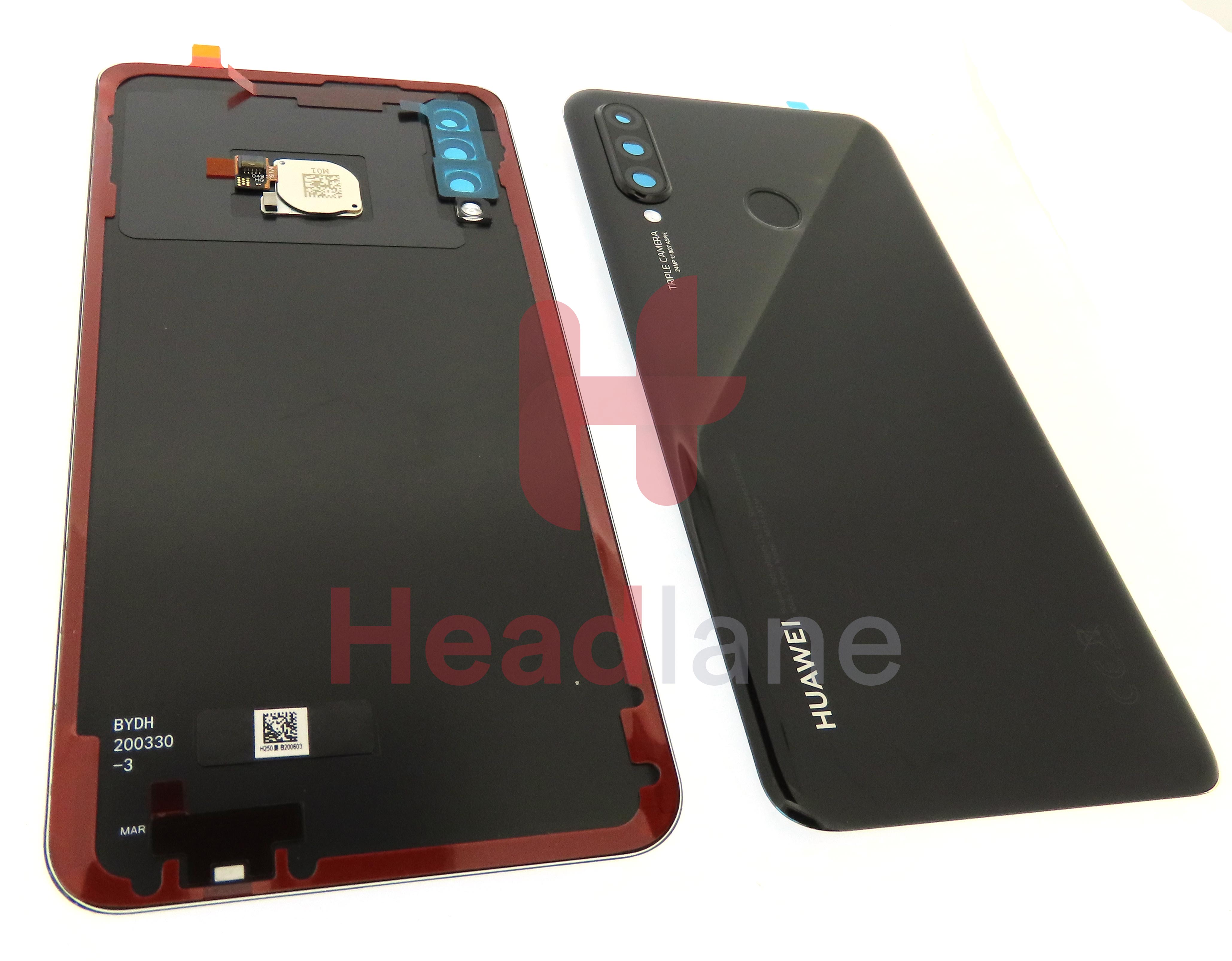 Huawei P30 Lite Back / Battery Cover + Fingerprint Sensor - Black (24MP Rear Camera)