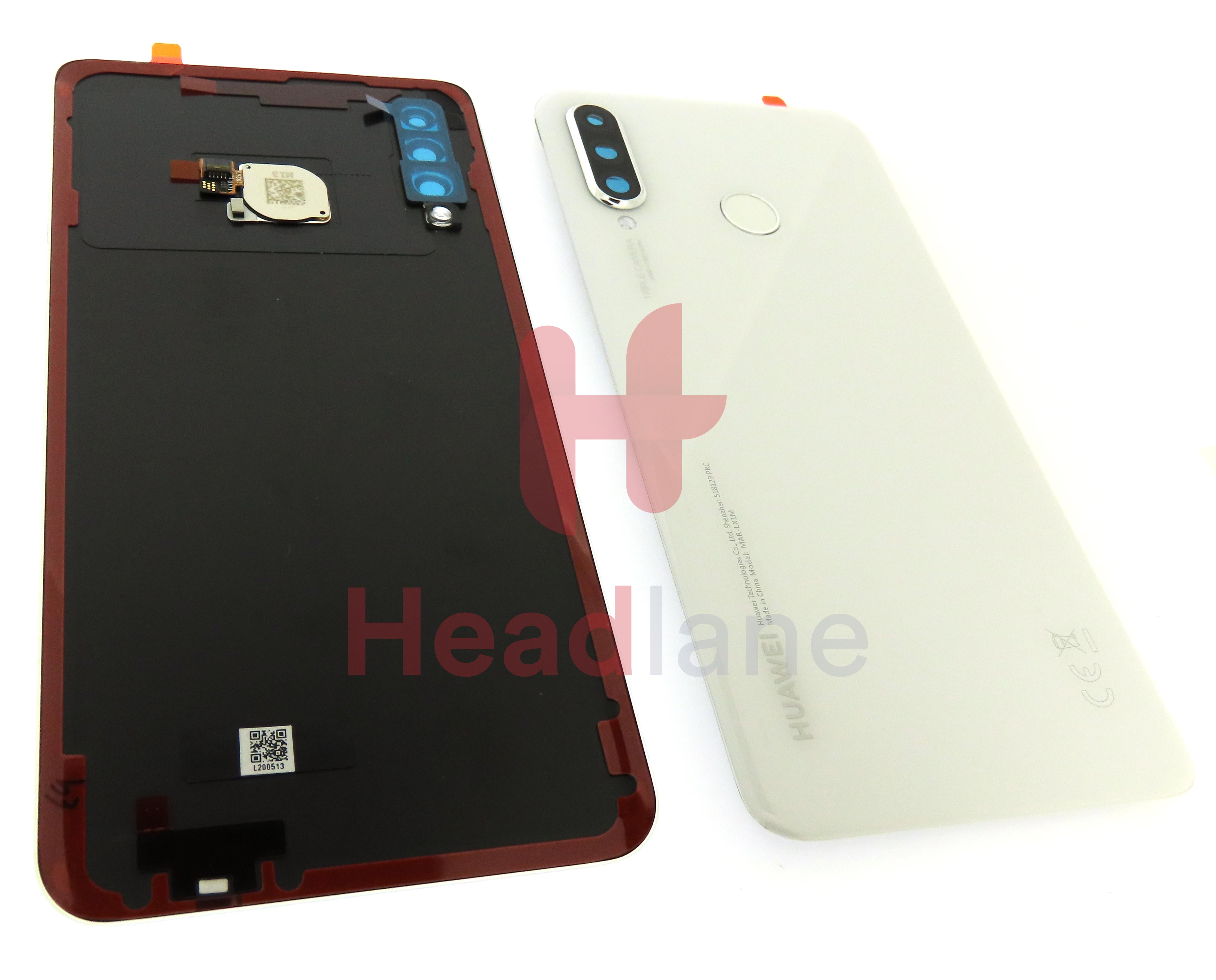 Huawei P30 Lite Back / Battery Cover + Fingerprint Sensor - White (24MP Rear Camera)