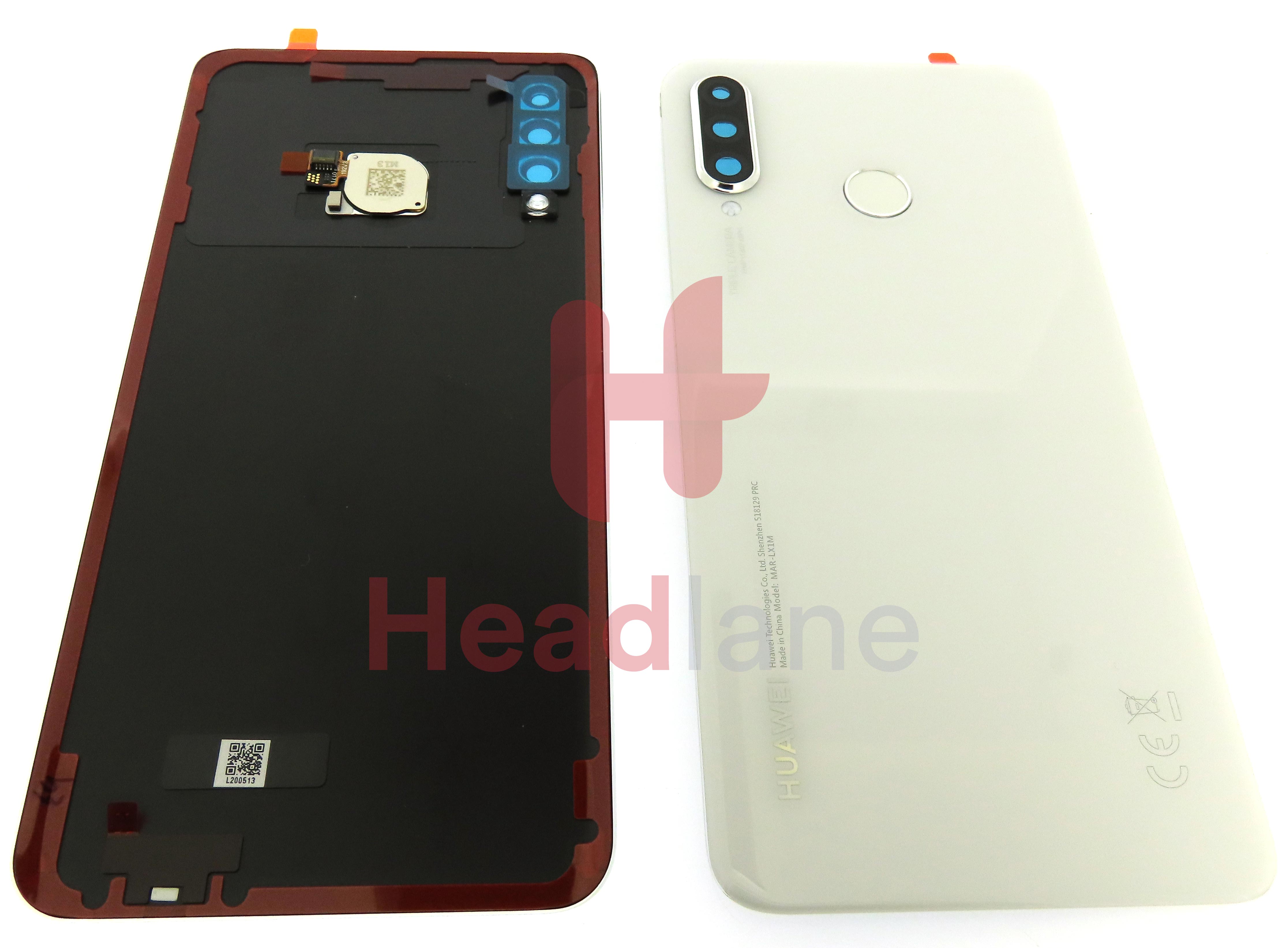 Huawei P30 Lite Back / Battery Cover + Fingerprint Sensor - White (24MP Rear Camera)