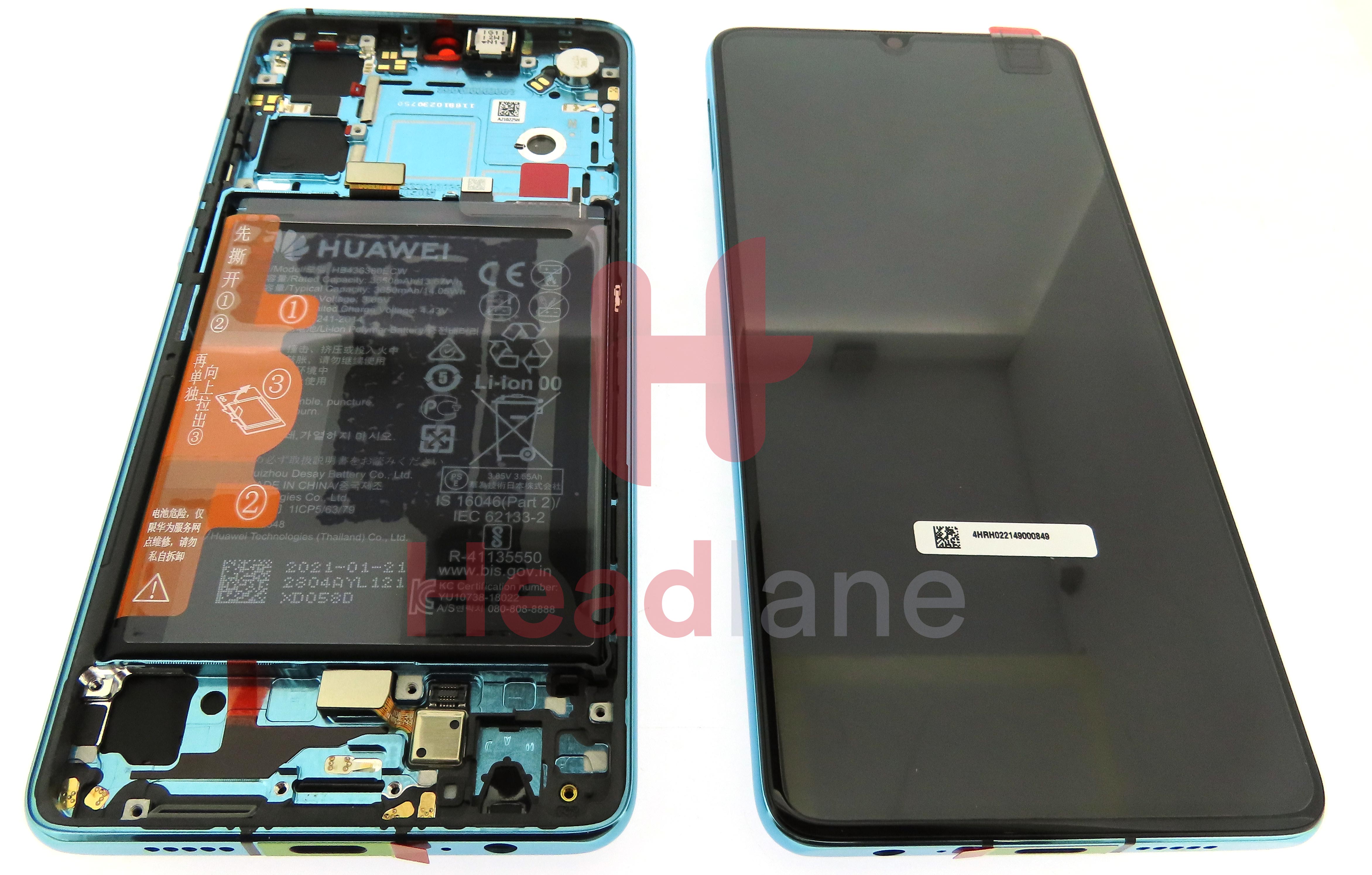 Huawei P30 LCD Display / Screen + Touch + Battery Assembly - Aurora Blue (New Version)