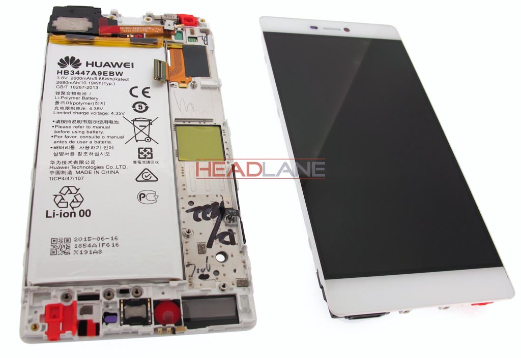 Huawei P8 LCD / Touch + Battery Assembly - White