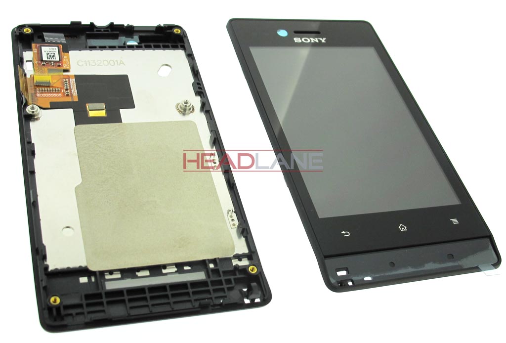 Sony ST23A Xperia Miro LCD Cover Front Assy Black