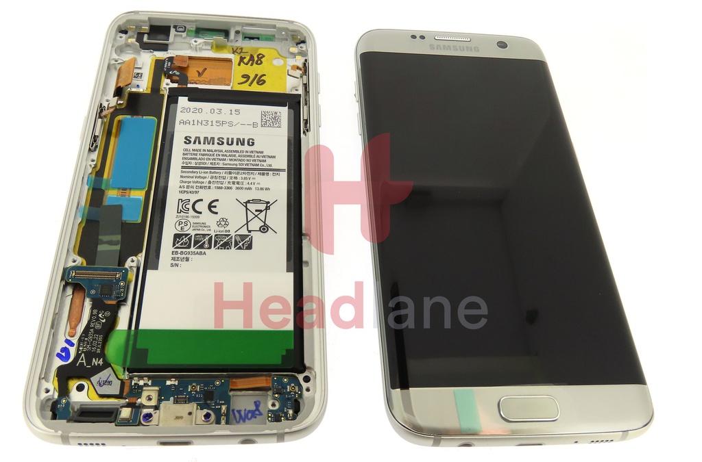 Samsung SM-G935F Galaxy S7 Edge LCD Display / Screen + Touch + Battery - Silver