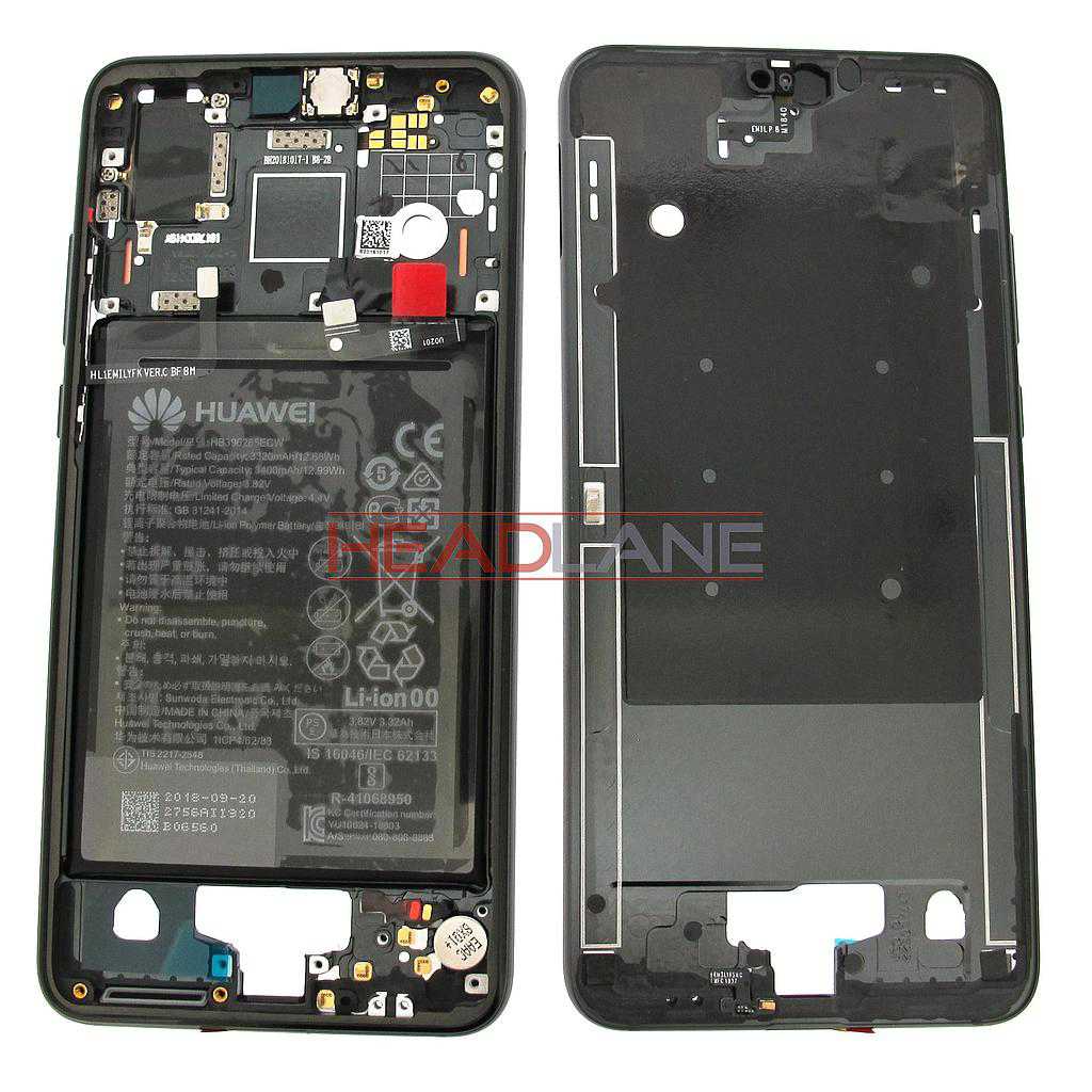 Huawei P20 Middle Cover / Chassis + Battery - Black