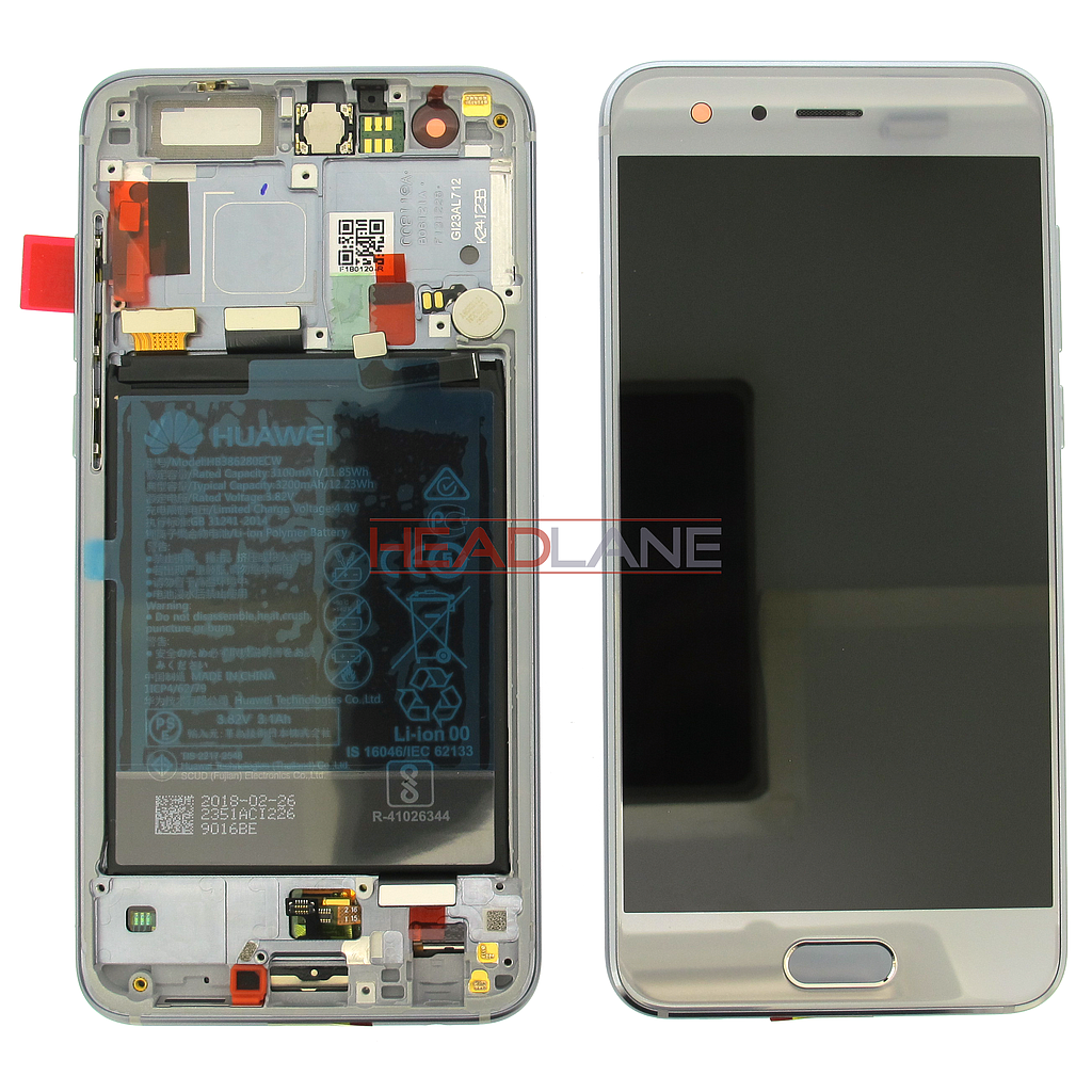 Huawei Honor 9 / Premium LCD Display / Screen + Touch + Battery - Silver Grey
